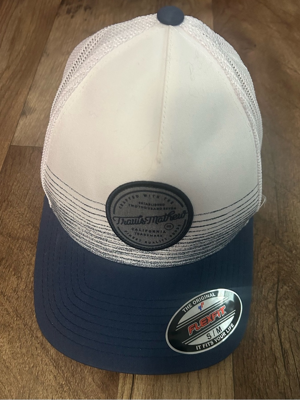 Travis Mathew White and Navy Baseball Style Golf Cap